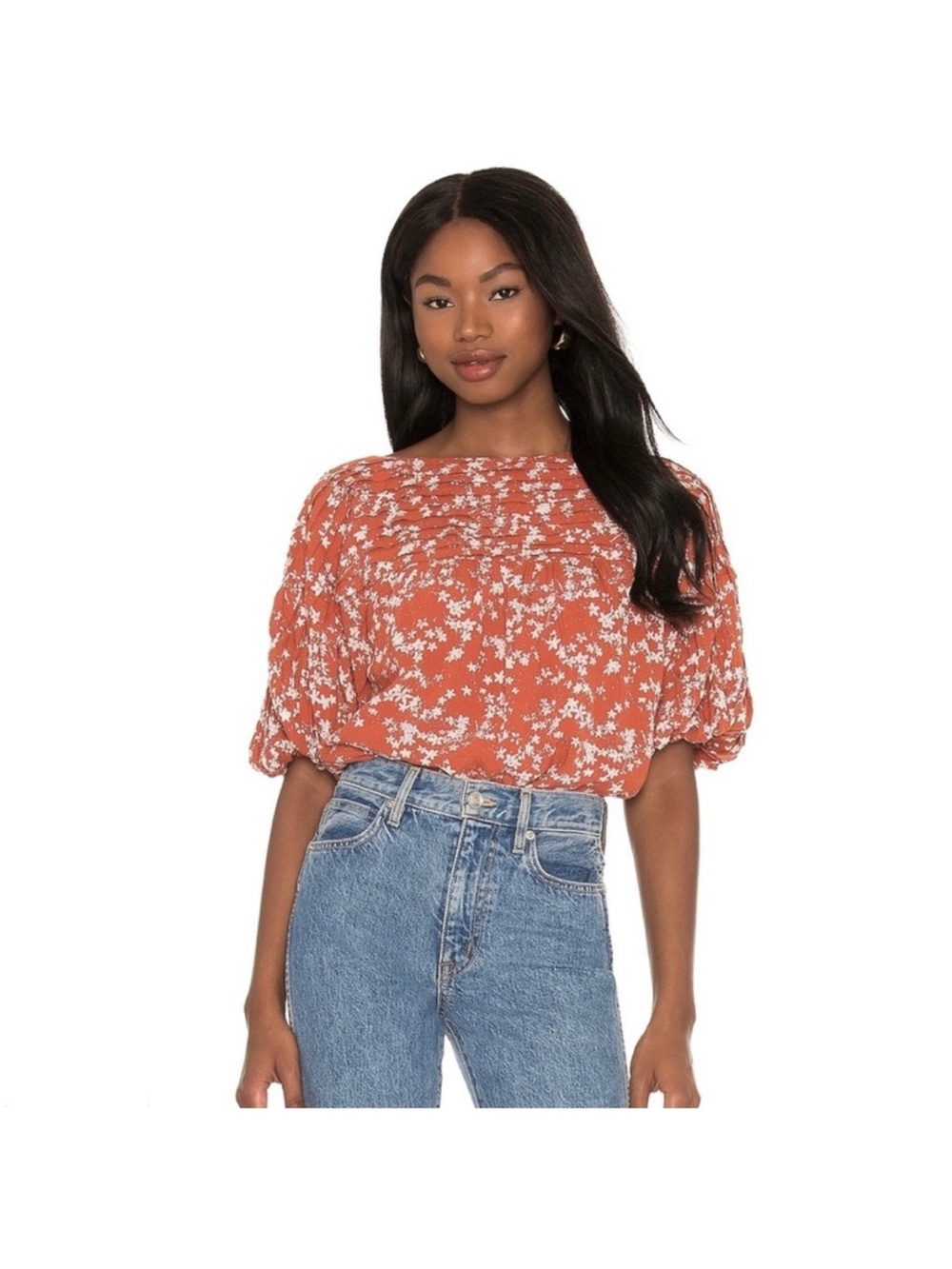 Free People Dessa Floral Printed Pintuck Bodysuit Size XL